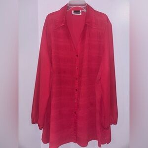 Maggie Barnes Vibrant Red Button Down Shirt